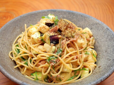 水ナスがポリポリ美味しい和えるだけパスタ